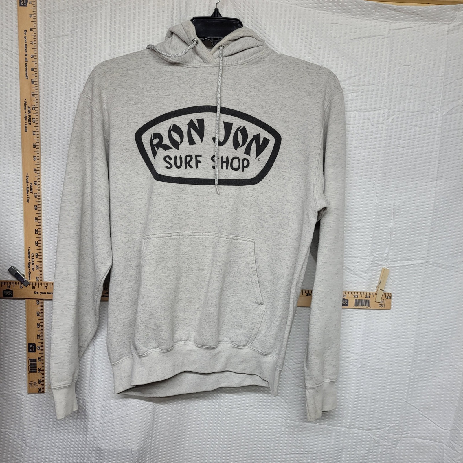 Ron Jon Surf Shop Mens Heather Gray Graphic Pullover Hoodie Sweatshirt Medium